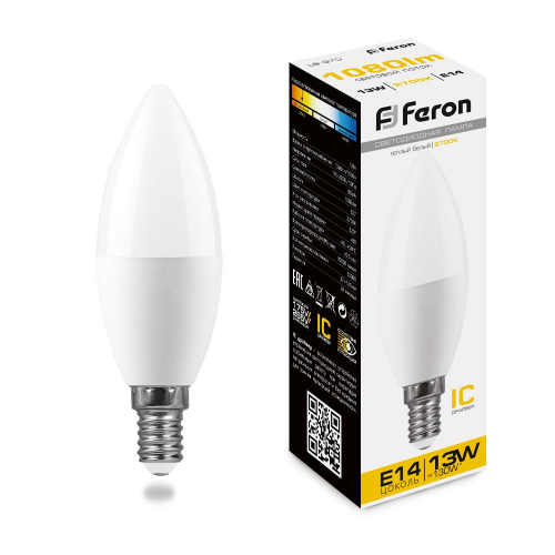 Лампа светодиодная Feron LB-970 Свеча E14 13W 2700K 38107 в г. Санкт-Петербург 