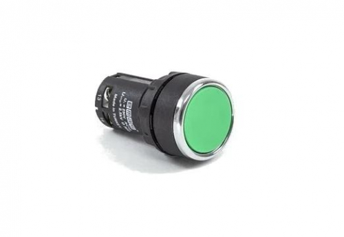 MB202DY Кнопка нажимная моноблочная 22мм IP 40 2НЗ зел. EMAS 