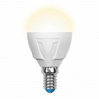Лампа светодиодная Uniel E14 6W 3000K матовая LED-G45-6W/WW/E14/FR/DIM PLP01WH UL-00000694 в г. Санкт-Петербург 