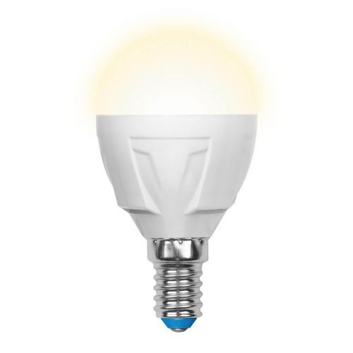Лампа светодиодная Uniel E14 6W 3000K матовая LED-G45-6W/WW/E14/FR/DIM PLP01WH UL-00000694 в г. Санкт-Петербург 