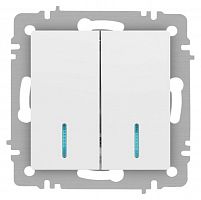 Б0063507 Выключатель 2-кл. СП Accent 6-105-01М 10А IP20 250В с подсветкой AL/CU бел. матов. Intro 