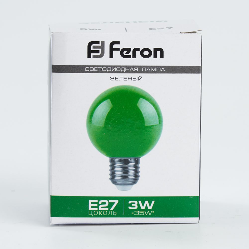 Лампа светодиодная Feron LB-371 Шар E27 3W зеленый 25907 в г. Санкт-Петербург  фото 4