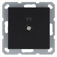 G6001PB Розетка телевизионная оконечная TV Ф9.5мм механизм черн. матов. soft touch Jasmart 