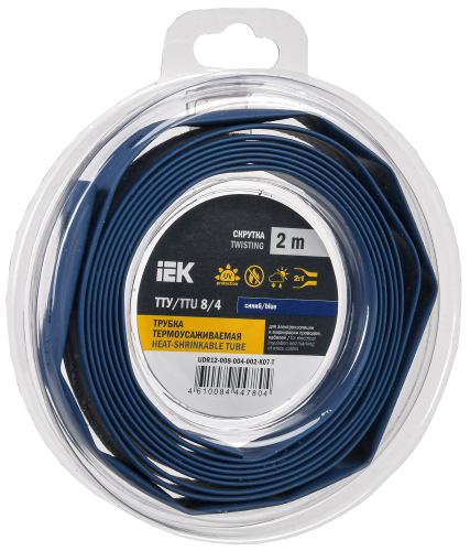 UDR12-008-004-002-K07-T Трубка термоусадочная ТТУ нг-LS 8/4 син. (уп.2м) IEK 