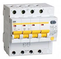 Выключатель автоматический дифференциального тока 4п C 6А 10мА тип AC 4.5кА АД-14 IEK MAD10-4-006-C-010 в г. Санкт-Петербург 