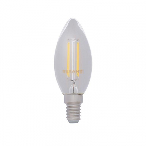 Лампа светодиодная филаментная 7.5Вт CN35 свеча прозрачная 4000К нейтр. бел. E14 600лм Rexant 604-084 в г. Санкт-Петербург  фото 4