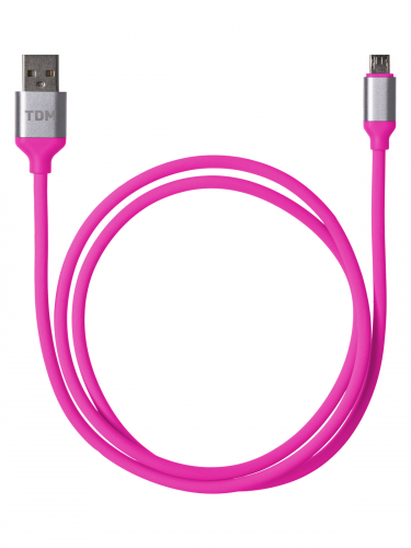 Дата-кабель, ДК 19, USB - micro USB, 1 м, силиконовая оплетка, розовый, TDM в г. Санкт-Петербург 