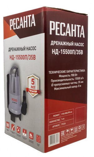 77/2/4 Насос дренажный НД-15500П/35B Ресанта  фото 5