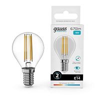 52120 Лампа светодиодная филаментная Filament Elementary 10Вт шар 4100К Е14 670лм GAUSS 