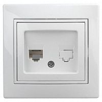 Б0027621 Розетка компьютерная 1-м СП Plano 1-303-01 RJ45 IP20 бел. Intro 