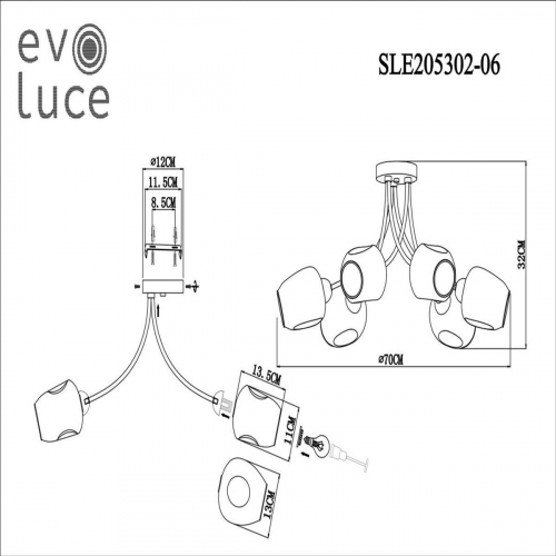 Потолочная люстра Evoluce Besano SLE205302-06 в г. Санкт-Петербург  фото 2