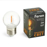 Лампа светодиодная Feron LB-383 Шарик прозрачный E27 2W 230V оранжевый 48932 в г. Санкт-Петербург 