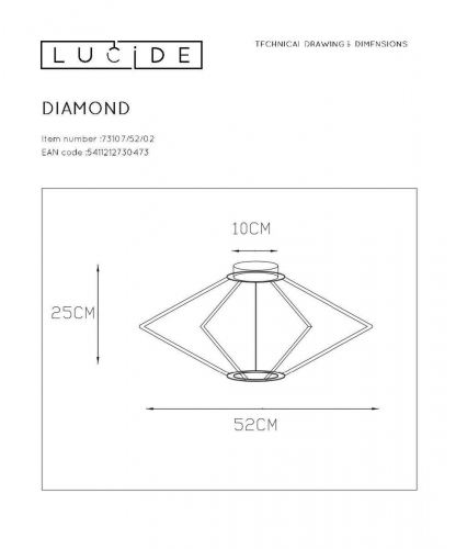Потолочный светильник Lucide Diamond 73107/52/02 в г. Санкт-Петербург  фото 2