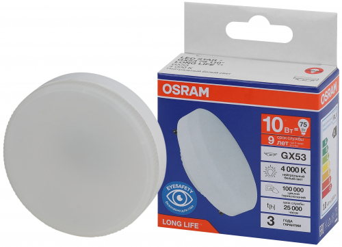 Лампа светодиодная LED 10Вт GX53 4000К 800Лм спот 220В (замена 75Вт) OSRAM в г. Санкт-Петербург 