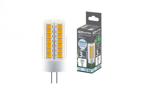 SQ0340-0211 Лампа светодиодная G4-3 Вт-230 В-4000 К, SMD, 16х43 мм TDM