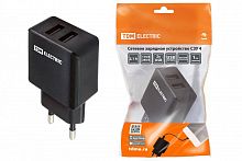 SQ1810-0021 Сетевое зарядное устройство, СЗУ 4, 2.1 А, 2 USB, черный, TDM
