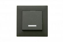 88050021 Выключатель 1-клав. с подсветкой Karea RIZZ STAR дым. металлик Makel 