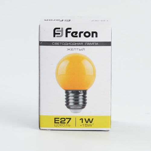 Лампа светодиодная Feron LB-37 Шарик E27 1W желтый 25879 в г. Санкт-Петербург  фото 5