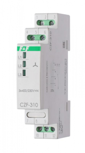 Реле контроля фаз CZF-310 (1 модуль; монтаж на DIN-рейке; 3х400/230+N 8А 1NO/NC IP20) F&F EA04.001.005 в г. Санкт-Петербург 