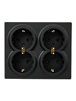 752-4200-127BDP Розетка 4-м ОП LETO с заземл. закрытый корпус ПБТ черн. бархат LEZARD 