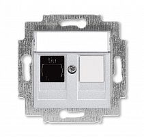 Розетка информационная ABB Levit RJ45 категория 5e и заглушка серебро
