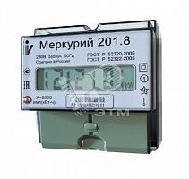 М0000051760 Счетчик электроэнергии Меркурий 201.8 TLO         5(80)Акласс точности 1/2 ЖКИ,DIN, модем           PLC-II,встроенное реле. 2 тарифа МСК
