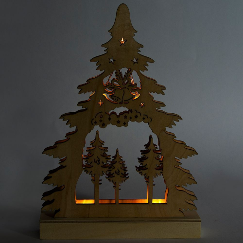 Деревянная световая фигура, 7 LED, цвет свечения: теплый белый,  22,5*4,5*32 сm, батарейки 2*AA , IP20, LT081 26829 в г. Санкт-Петербург  фото 2