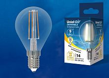 UL-00005191 Лампа светодиодная LED-G45-9W/3000K/E14/CL/DIM GLA01TR Air диммир. картон Uniel 