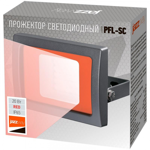 Прожектор светодиодный PFL-SC Red 20Вт IP65 190-260В ДО закален. стекло JazzWay 5010499 в г. Санкт-Петербург  фото 5