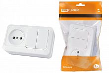 SQ1801-0106 Блок комбинированный выкл. 2-кл. 10А + розетка 2П 10А 250В БКВР IP20 белый "Ладога" TDM
