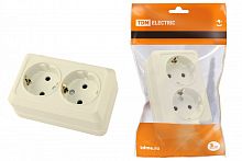 SQ1801-0213 Розетка двойная 2П+3 открытой установки IP20 16А 250В (керамика) сл. кость "Ладога" TDM