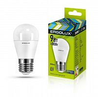 13178 Лампа светодиодная LED-G45-9W-E27-6К Шар 9Вт E27 6500К 172-265В Ergolux 
