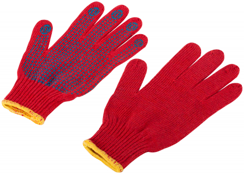 Перчатки вязаные упрочненные ( 4 нити ) красные х/б с ПВХ в г. Санкт-Петербург  фото 2