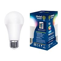 UL-00006530 Лампа светодиодная LED-A60-10W/RGB/E27/REG PLS21WH 10Вт матовая E27 с ИК сенсором RGB свет пульт ДУ (н/к) (упак. картон) Uniel 