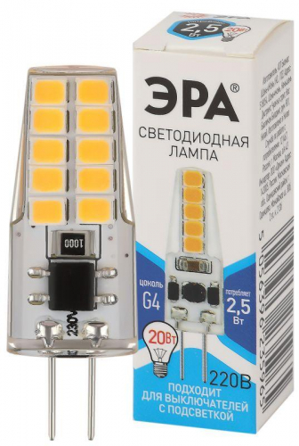 Лампа светодиодная LED-JC-2.5W-220V-SLC-840-G4 JC 2.5Вт капсульная 4000К нейтр. бел. G4 220В Эра Б0049092 в г. Санкт-Петербург 