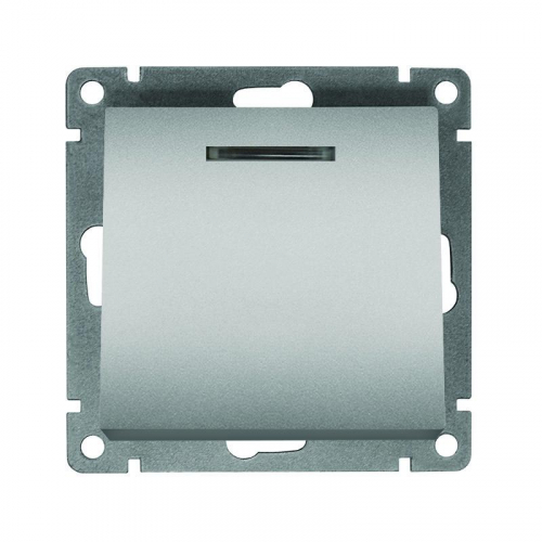 A0121-S Выключатель 1-кл. СП Афина 10А IP20 с подсветкой механизм серебр. Universal 