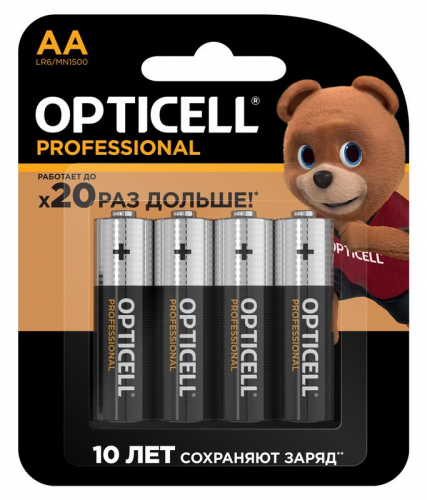 6052001 Элемент питания алкалиновый AA/LR6 (блист. 4шт) Professional Opticell 5052001/