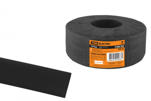 SQ0518-0098 Термоусаживаемая трубка ТУТнг 40/20 черная (50 м/ролл) TDM