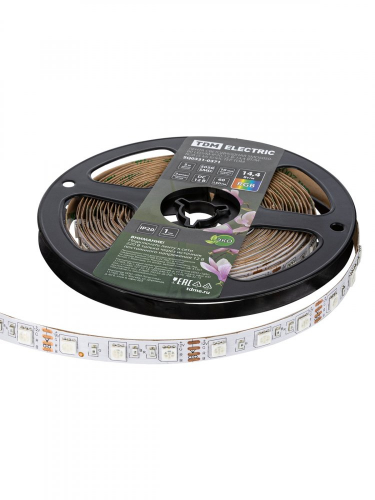 SQ0331-0371 Лента светодиодная SMD5050-60 LED/м-IP20-12 В-14,4 Вт/м-RGB (5 м) блистер TDM