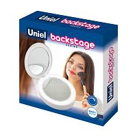 UL-00007510 Зеркало ULK-F70 WHITE карманное с подсветкой (1Х+2Х) на батарейках 2AAA (не в/к) бел. Uniel 