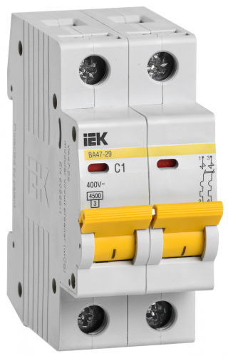 Выключатель автоматический модульный 2п C 1А 4.5кА ВА47-29 KARAT IEK MVA20-2-001-C в г. Санкт-Петербург 