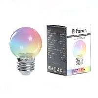 Лампа светодиодная Feron LB-371 Шар прозрачный E27 3W RGB быстрая смена цвета 38130 в г. Санкт-Петербург 