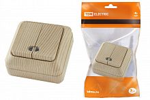 SQ1801-0046 Выключатель 2-кл. открытой установки с подсветкой IP20 10А, сосна "Ладога" TDM