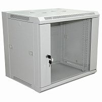 Шкаф настенный 19дюйм 6U 600х450х370мм (ШхГхВ) передняя дверь стекло боковые стенки съемные (разобранный) RAL7035 Rexant 04-2200