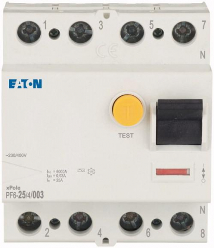 Выключатель дифференциального тока (УЗО) 4п 25А 30мА тип AC 6кА PF6 EATON 286504 в г. Санкт-Петербург  фото 2