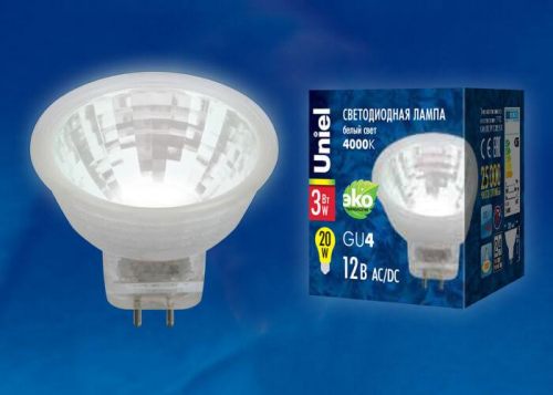 Лампа светодиодная Uniel GU4 3W 4000K прозрачная LED-MR11-3W/NW/GU4 GLZ21TR UL-00001701 в г. Санкт-Петербург  фото 2