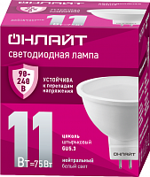 90433 Лампа светодиодная 90 433 OLL-MR16-11-230-4K-GU5.3 11Вт 4000К GU5.3 90-240В PRO ОНЛАЙТ 