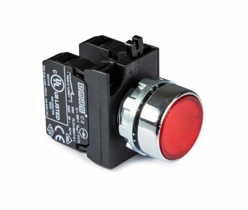CM162DK Кнопка с подсветкой-светодиод CM162DК (1НО+1НЗ) красн. EMAS 