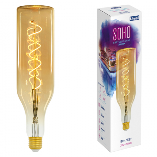 Лампа светодиодная SOHO LED-SF20-5W/SOHO/E27/CW GOLDEN GLS77GO Золотистая колба Спиральный филамент в г. Санкт-Петербург 