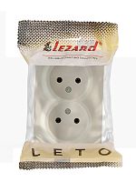 752-0300-128B Розетка 2-м ОП LETO без заземл. закрытый корпус ПБТ крем LEZARD 
